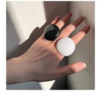 DUnLap Ring Cream Colorful Geometric Cube Lock Square Circle Resin Acrylic Rings Set for Women Girls Travel Jewelry Gifts 925 Sterling Silver Rings(M)