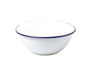 Dunlevy Enamel Mixing Bowl - 24cm, Blue Rim Serving Bowl