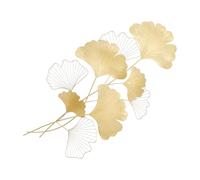 DunleyMin Ginkgo Leaf Metal Wrought Iron Wall Decoration Gold Metal Wall Art Sculpture Wall-Mounted Golden Ginkgo Leaves Wall Decoration for Living Room, Bedroom, Office
