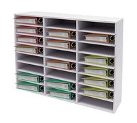 DunleyMin Literature Organizer 24/36 Compartments Document Organizer with Adjustable Shelves, Multi Tier Literature Holder for Efficient Office, Home and Classroom Storage (White, 24 Ccompartments)