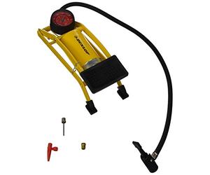 DUNLOP 417684 Foot Pump with Pressure Gauge, Yellow, 23.7 x 8.5 x 7 cm
