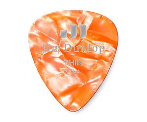 Dunlop 483R08TH Genuine Celluloid, Orange Pearloid, Thin, 72/Bag