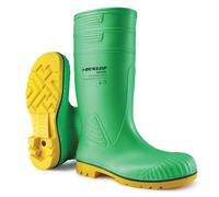 DUNLOP HazGuard Safety Wellington Boot - Unisex, Chemical Resistant and Lightweight, Work Wellies with Steel Toe Cap, Acifort, Green/Crepe - EU41, UK7