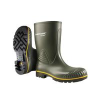 Dunlop Acifort Heavy Duty Calf High Wellington Boot - Unisex, Lightweight and Antistatic, Slip Resistant Work Wellies for Industrial Use, Green/Black - EU41, UK7
