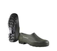 DUNLOP Bicolour - Unisex Safety Clog Easy Slip-on Short Protective Shoes, Dark Green, CE Rated Waterproof and Chemical Resistant PVC Work Wellies for Outdoor, Gardening and Farm Work - EU35, UK2.5