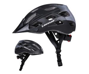 Dunlop Bike Helmet - Cycle Helmet Adjustable from 55 to 58 cm - Bicycle Helmet Size M - Cycling Helmet with LED lighting and 3 Light Mode - Black