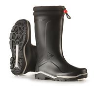 Dunlop Blizzard Black Mens Warm Fleece Tie Top Wellington Wellie Boots - Size UK 8