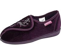 DUNLOP Bluebell Womens Floral Print Touch and Close Slippers (4 UK, Deep Purple, numeric_4)