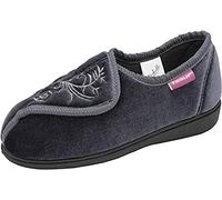 DUNLOP Bluebell Womens Floral Print Touch and Close Slippers (5 UK, Dark Grey, numeric_5)