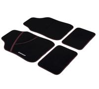 Dunlop Car Floor Mats - Pack of 4-2 Car Mats 66 x 44 cm - 2 Car Floor Mats 28 x 42 cm - Reinforced Heel Cushions - Non-Slip - Black/Red