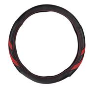 Dunlop Car Steering Wheel Cover Diameter 38 cm - Suitable for Steering Wheels 37-39 cm - Comfortable Grip - Non-Slip - Car Decoration - Faux Leather - Black/Red
