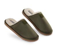 Dunlop Mens Slippers Open Back, Comfy Memory Foam Men Slippers with Rubber Sole, Indoor Outdoor Anti Slip House Shoes Comfort Plush, Gifts for Men (Khaki, 7 UK, numeric_7)