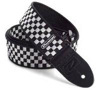 Dunlop D38-31BK Classic Nylon 2" Guitar Strap with Leather Ends, Black & White