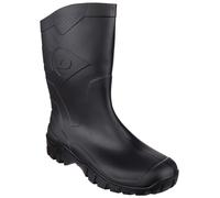 Dunlop Wellington Boots Dee Mid-Calf – Unisex Black Plain Rubber – UK 4–12