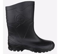 DUNLOP Flying Dee - Unisex Calf High Short Wellington Rain Boots, Black, Waterproof and Chemical Resistant PVC Work Wellies for Outdoor, Gardening and Leisure Activities - EU37, UK4