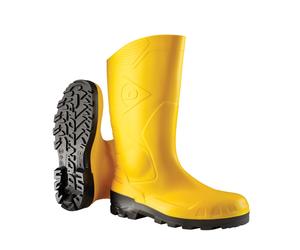 DUNLOP Devon - Unisex Full Safety Waterproof Wellington Work Boots, Yellow, S5 Certified Antistatic and Chemical Resistant PVC Wellies with Steel Toe