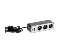Dunlop Distribution Plug Car 12-24V - 3 Cigarette Lighter Connections - 2 USB Ports 3.1A - Charger for Phone Tablet Dashcam - Adapter for Car and Truck