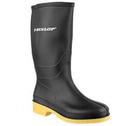 DUNLOP Dull Unisex Kids Full Knee Waterproof Rain Boots Chemical Resistant PVC Wellies for Outdoor and Gardening, Traditional Black, EU31, UK12