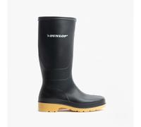 DUNLOP Dull Unisex Kids Full Knee Waterproof Rain Boots Chemical Resistant PVC Wellies for Outdoor and Gardening, Traditional Black, EU28, UK10