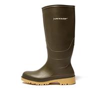 DUNLOP Dull Unisex Kids Full Knee Waterproof Rain Boots Chemical Resistant PVC Wellies for Outdoor and Gardening, Traditional Green/Crepe, EU34, UK2