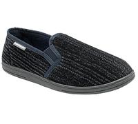 DUNLOP Duncan Mens Velour Twin Gusset Slippers (12, Darren Navy, numeric_12) …