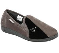 DUNLOP Duncan Mens Velour Twin Gusset Slippers (13, Grey Black, numeric_13)