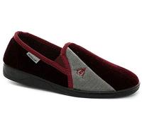 DUNLOP Duncan Mens Velour Twin Gusset Slippers (Burgundy Grey, numeric_13)