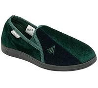 DUNLOP Duncan Mens Velour Twin Gusset Slippers (Green/Navy, UK 11)