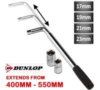 DUNLOP Extendable Wheel Nut Socket Wrench 17 19 21 23mm Telescopic Car Van Tyre