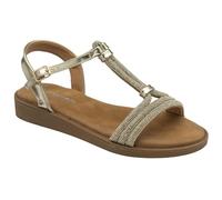DUNLOP Ffion Flat Slingback Sandals (Light Gold, UK Footwear Size System, Adult, Women, Numeric, Medium, 6)