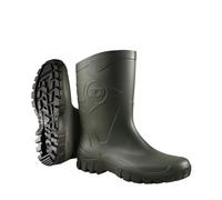 DUNLOP Flying Dee - Unisex Calf High Short Wellington Rain Boots, Green, Waterproof and Chemical Resistant PVC Work Wellies for Outdoor, Gardening and Leisure Activities - EU37, UK4