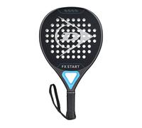 DUNLOP Padel Bat FX Start - Hybrid Shape Graphite Frame - Medium Balance Pro EVA Core - For Beginners, GUN METAL/CYAN/METALLIC SILVER