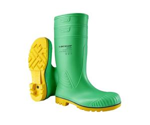 DUNLOP HazGuard Full Safety ESD Wellington Boot - Unisex, Chemical and Slip Resistant, Work Wellies with Steel Toe and Electrical Insulation, Acifort, Green/Crepe - EU44, UK10