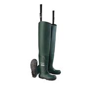 DUNLOP JobGUARD Full Safety Thigh Wader - Unisex, Lightweight and Waterproof, Work Waders for Outdoor Use, Acifort/PVC, Heritage Green - EU41, UK7