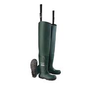 DUNLOP JobGUARD Full Safety Thigh Wader - Unisex, Lightweight and Waterproof, Work Waders for Outdoor Use, Acifort/PVC, Heritage Green - EU43, UK9