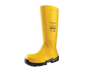 DUNLOP JobGUARD S5 Unisex Full Safety Waterproof Industrial Work Boots, Yellow ESD, Chemical and Slip Resistant PVC Wellies with Steel Toecap and Midsole for Outdoor and Construction - EU46, UK11