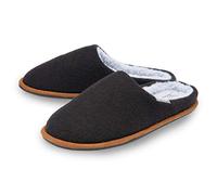 Mens Plush Lined Mule Slippers With Memory Foam - Black / 8
