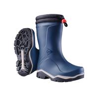 DUNLOP Kids Blizzard - Unisex Winter Safety Insulated Fashion Thermal Boots, Blue, Waterproof and Chemical Resistant PVC Wellies with Fur Lining and Traction Outsole for Outdoor Fun - EU26, UK8