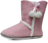 Dunlop Ladies Bootie Slippers Soft Warm Cosy Faux Fur Lined Sparkly Winter Ankle Boots (Amy Pink, UK Footwear Size System, Adult, Women, Numeric, Medium, 7)