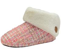 DUNLOP Ladies Bootie Slippers Soft Warm Cosy Faux Fur Lined Sparkly Winter Ankle Boots (Pink, 6 UK, numeric_6)