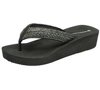 DUNLOP Ladies Brown Beige Summer Sandals Flip Flops Casual New Wedge Toe Post