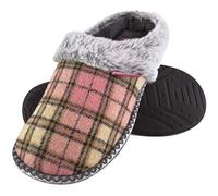 DUNLOP - Ladies Cute Cosy Plush Memory Foam Knitted Slippers with Open Back Mules (Pink, 3 UK, numeric_3)
