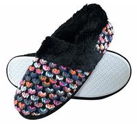 DUNLOP Ladies Cute Fluffy Plush Winter Warm Luxury Knitted Slippers | Cold Weather Essential | Heat Retaining Layer | At Home Shoe Alternative | Indoor House Shoes | Bedroom Footwear