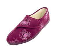 DUNLOP Ladies Daisy Print Memory Foam Slippers - Plum - UK 7 (EUR 40)