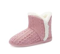 DUNLOP Ladies Famous Slipper Boots, Soft Furry Upper Warm Lining Pom Poms (Pink, 5, UK Footwear Size System, Adult, Women, Numeric, Medium, 5)