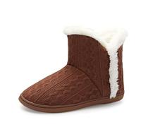 Dunlop Ladies Famous Slipper Boots, Soft Furry Upper Warm Lining Pom Poms (Rust, UK Footwear Size System, Adult, Women, Numeric, Medium, 6)