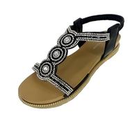 DUNLOP Ladies Jewelled Sandals - Black, UK 7