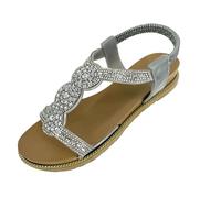 DUNLOP Ladies Jewelled Sandals - Silver, UK 5
