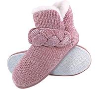 Dunlop Ladies Knitted Warm Fleece Plush Slipper Boots (6 Sizes) - 5 UK - 8033 Pink