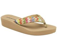 DUNLOP Ladies Low Wedge Heel Lightweight Summer Sandals Flip Flops Toe Post